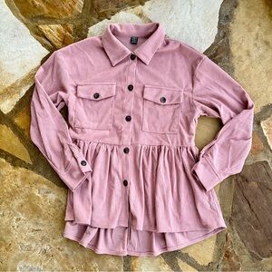 Dusty Rose Corduroy Button-Up Shirt